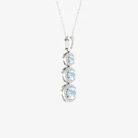 Womens 1/ CT. T.W. Genuine Blue Aquamarine 10K White Gold Pendant Necklace