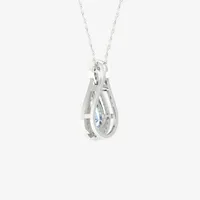 Teardrop Womens Genuine Blue Aquamarine Sterling Silver Pear Pendant Necklace