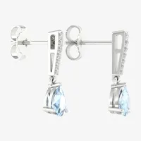 Genuine Blue Aquamarine Sterling Silver Pear Drop Earrings