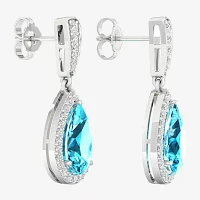 Genuine Blue Topaz Sterling Silver Drop Earrings