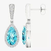 Genuine Blue Topaz Sterling Silver Drop Earrings