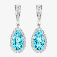 Genuine Blue Topaz Sterling Silver Drop Earrings