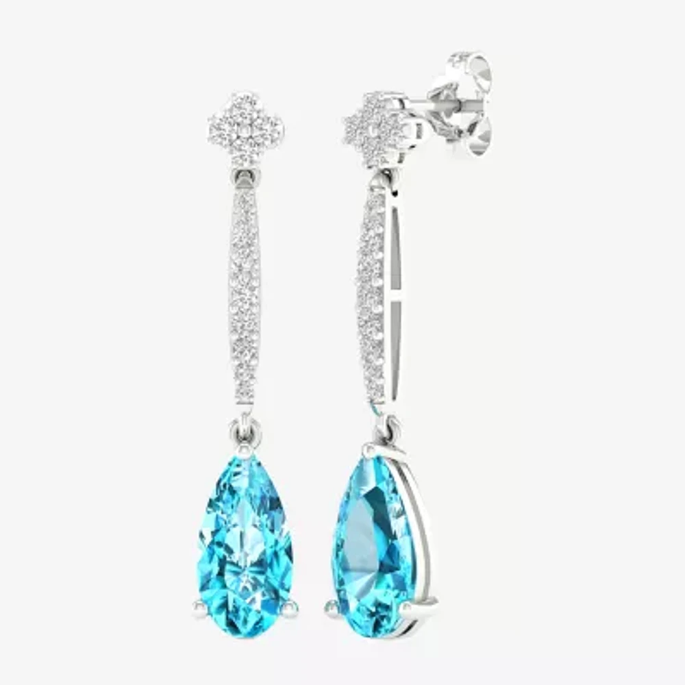 Genuine Blue Topaz Sterling Silver Drop Earrings