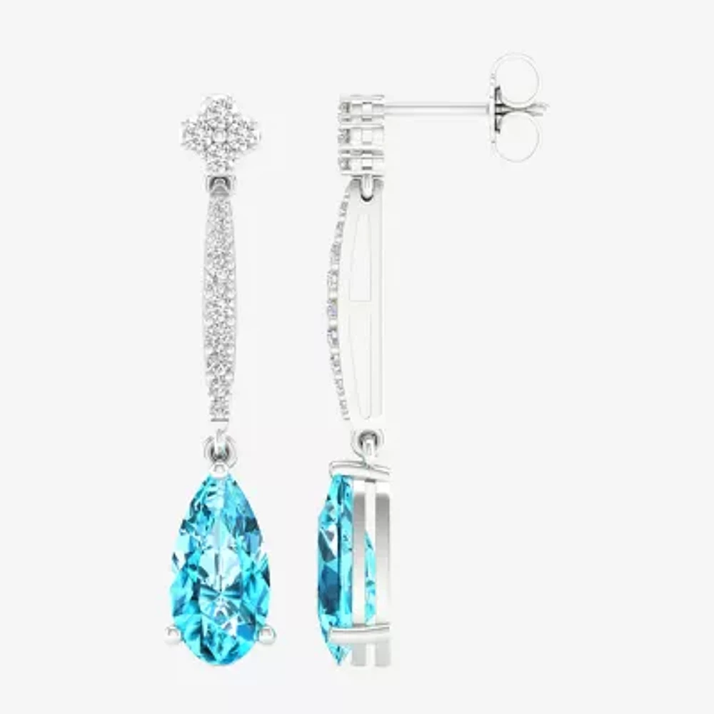 Genuine Blue Topaz Sterling Silver Drop Earrings