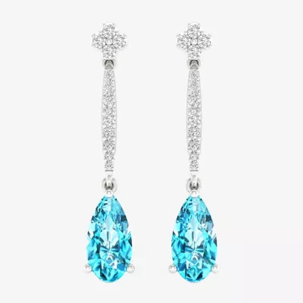 Genuine Blue Topaz Sterling Silver Drop Earrings