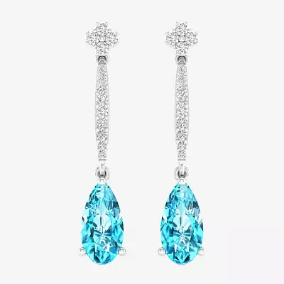 Genuine Blue Topaz Sterling Silver Drop Earrings