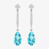 Genuine Blue Topaz Sterling Silver Drop Earrings