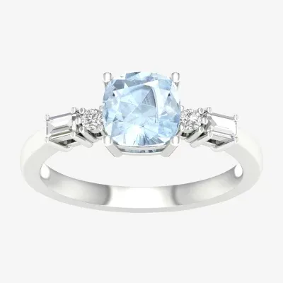 Womens 1/6 CT. T.W. Genuine Blue Aquamarine 10K White Gold Cocktail Ring