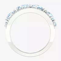 Womens Genuine Blue Aquamarine Sterling Silver Cocktail Ring