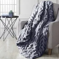 Modern Threads Braided Faux Fur Reversible Midweight Throw