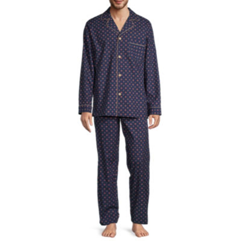 Stafford Mens Long Sleeve 2-pc. Pant Pajama Set