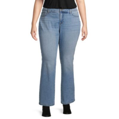 St. John's Bay Plus Womens Mid Rise Regular Fit Bootcut Jean