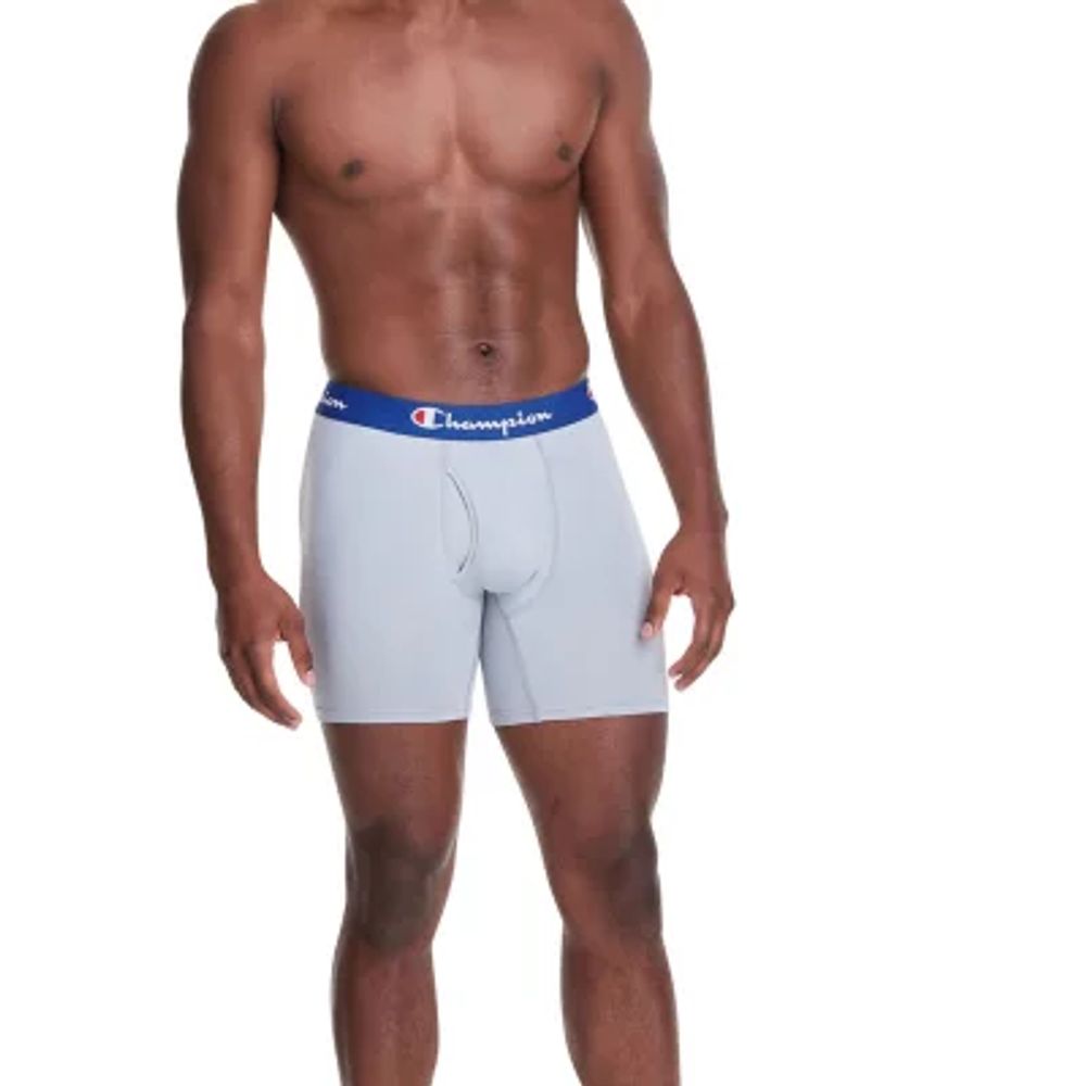 Champion Men's Cotton Moisture-Wicking Performance Stretch Boxer Briefs,  3-Pack