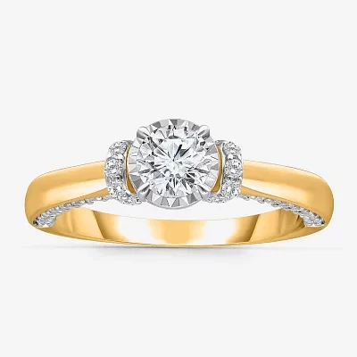 (I / I1) Womens 1 CT. T.W. Lab Grown White Diamond 10K Gold Round Solitaire Engagement Ring