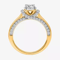 (I / I1) Womens 1 CT. T.W. Lab Grown White Diamond 10K Gold Round Solitaire Engagement Ring