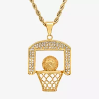 Steeltime Mens Crystal 18K Gold Over Stainless Steel Pendant Necklaces