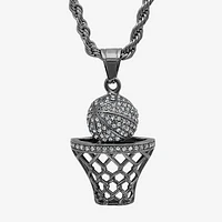 Steeltime Mens Crystal Stainless Steel Pendant Necklaces