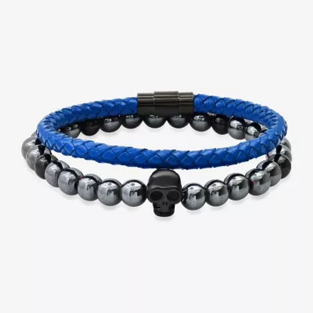Steeltime Mens 2-pc. 18K Gold Over Stainless Steel Hypoallergenic Bracelet Set