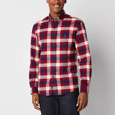 U.S. Polo Assn. Stretch Mens Classic Fit Long Sleeve Plaid Button-Down Shirt