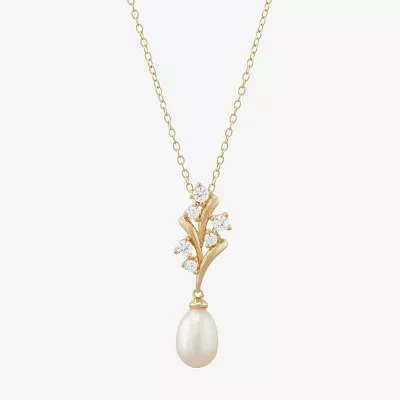 Womens White Cultured Freshwater Pearl 14K Gold Over Silver Sterling Silver Pendant Necklaces