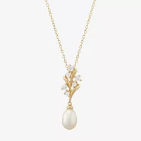 Womens White Cultured Freshwater Pearl 14K Gold Over Silver Sterling Silver Pendant Necklace