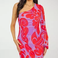 Premier Amour Long One Shoulder Sleeve Floral Maxi Dress