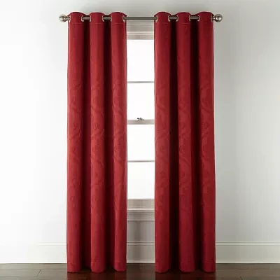 Broadhaven Seville Damask Jacquard Grommet Top Light-Filtering Single Curtain Panels