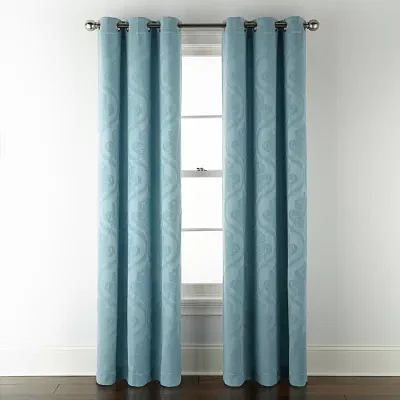 Broadhaven Seville Damask Jacquard Grommet Top Light-Filtering Single Curtain Panels