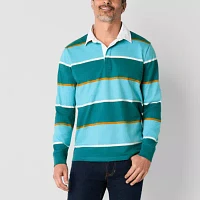 St. John's Bay Rugby Mens Classic Fit Long Sleeve Polo Shirt