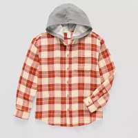 Thereabouts Little & Big Boys Hooded Long Sleeve Flannel Shirt