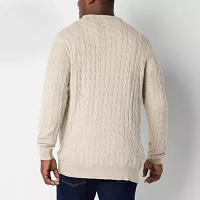 St. John's Bay Cable Big and Tall Mens Crew Neck Long Sleeve Pullover Sweater