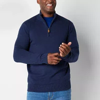 St. John's Bay Quarter Zip Big and Tall Mens Mock Neck Long Sleeve Pullover Sweater