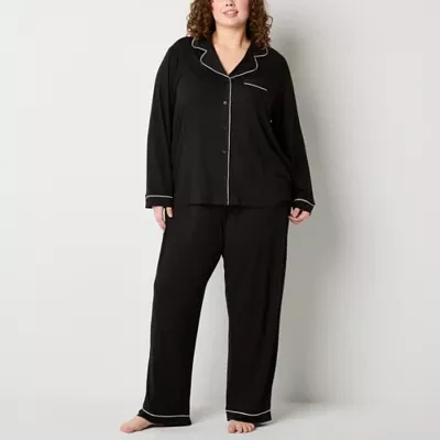 Ambrielle Womens Plus Long Sleeve Pant Pajama Set