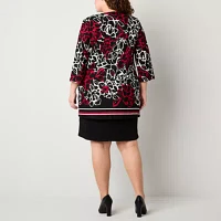 Danny & Nicole Womens Floral Jacket Dress Plus