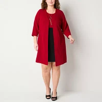 Studio 1 Plus Midi Faux-Jacket Dress With Removable Necklace