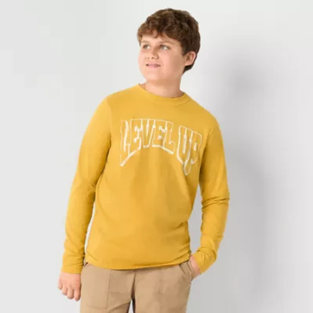 Thereabouts Little & Big Boys Crew Neck Long Sleeve Graphic T-Shirt