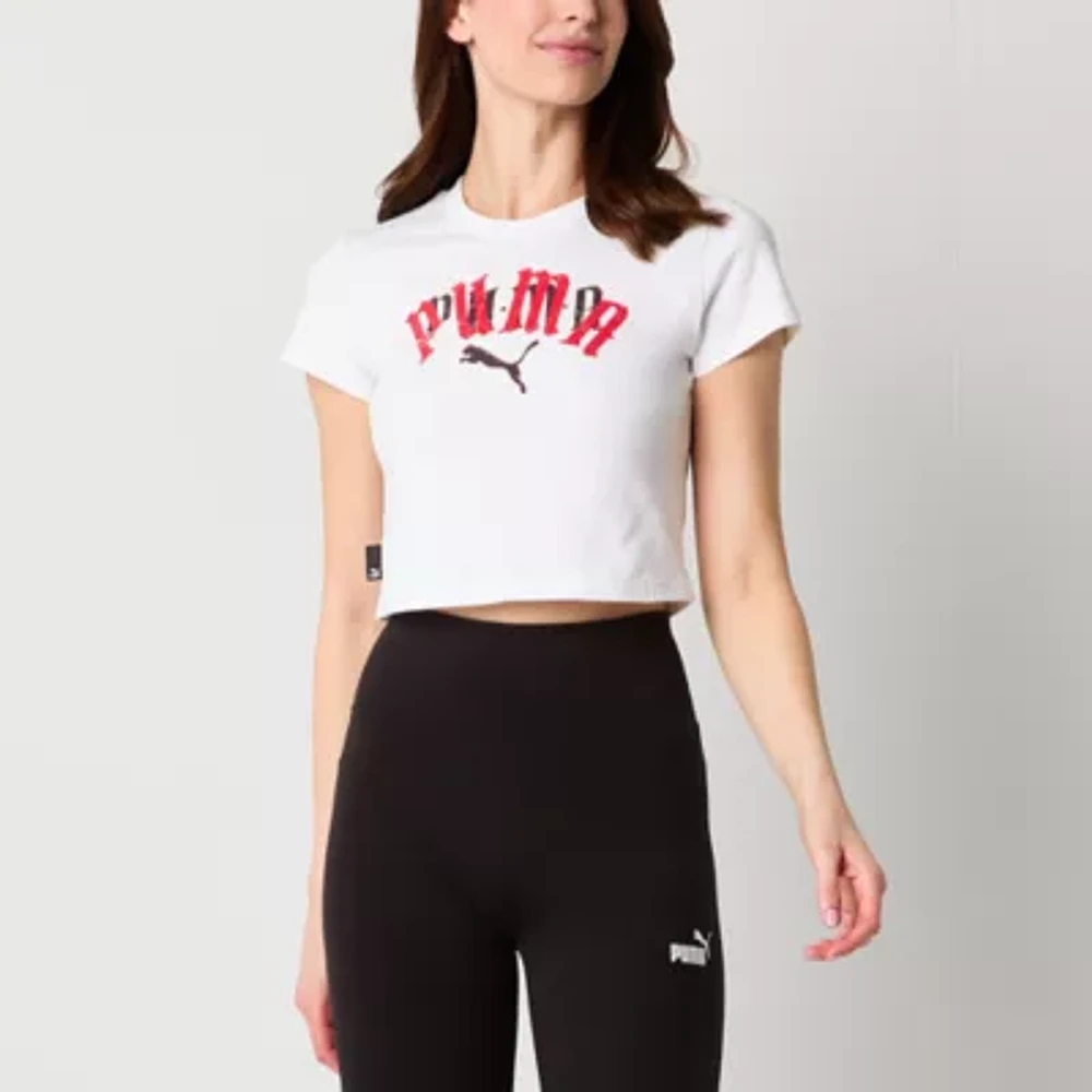 PUMA Play.Loud Womens Crew Neck Short Sleeve Crop Top