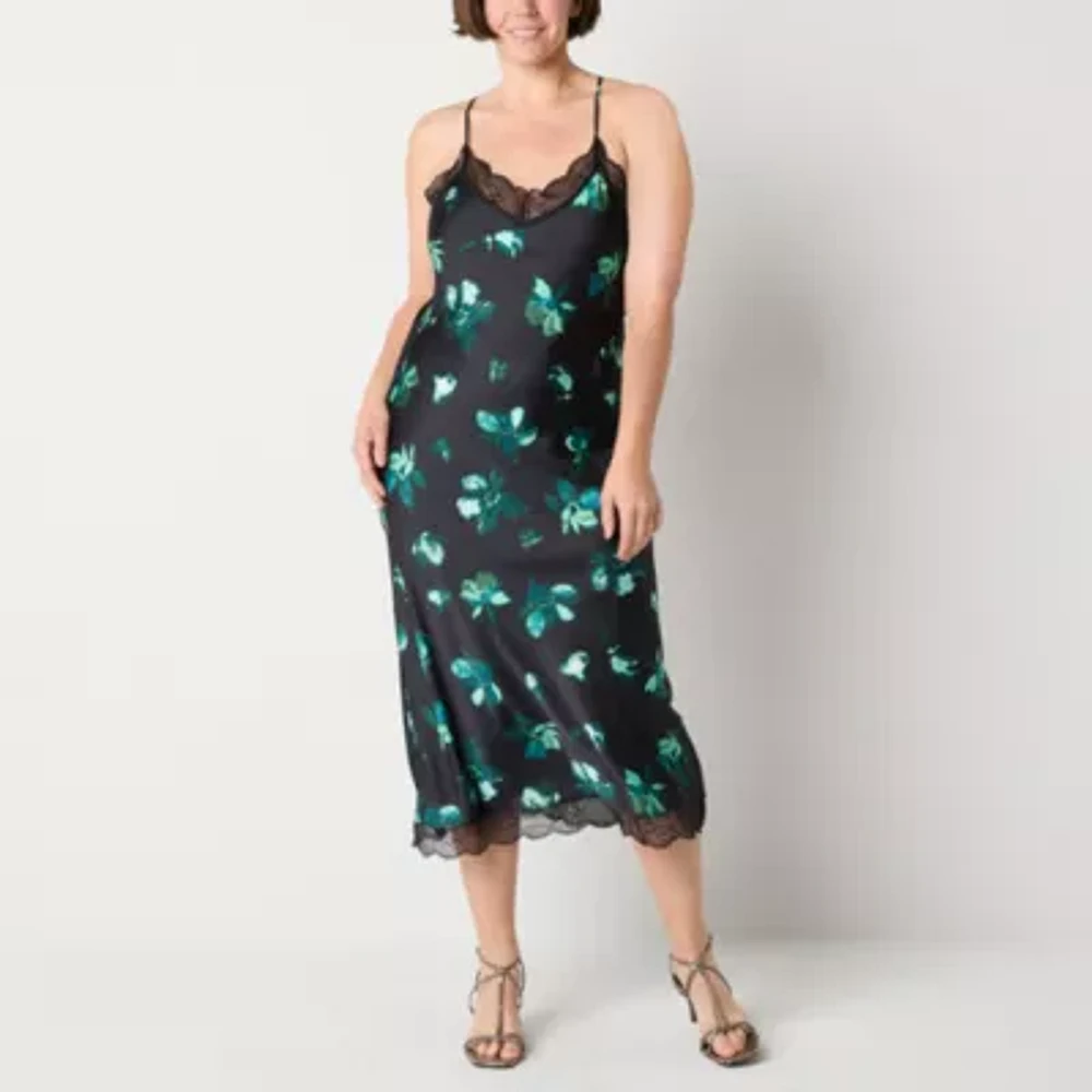 Worthington Womens Sleeveless Floral Slip Dress