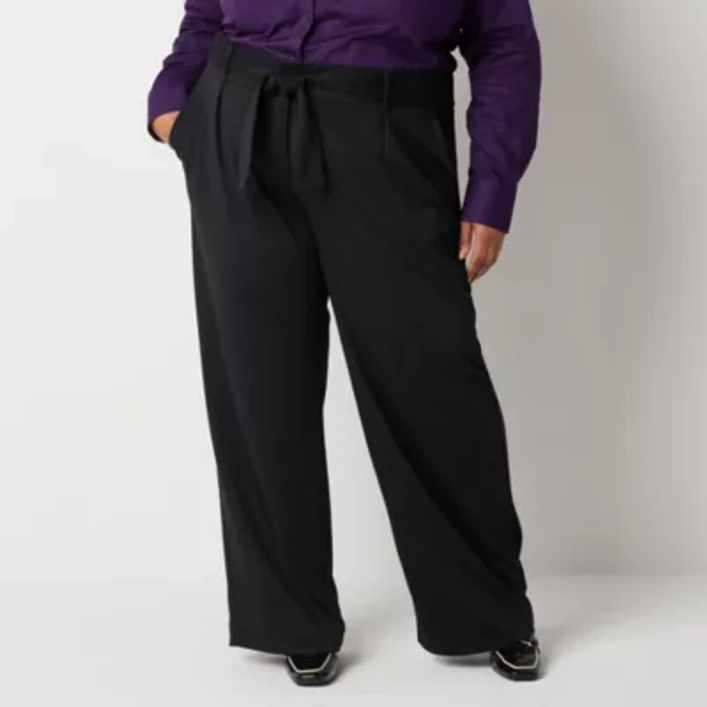 Liz Claiborne-Plus Tailored Classic Fit Wide Leg Trouser