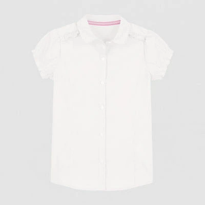 IZOD Little & Big Girls Stretch Fabric Short Sleeve Button-Down Shirt