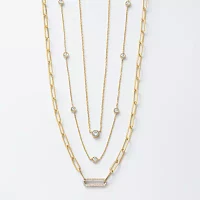 Diamond Addiction (G-H / Si2-I1) Womens 1/10 CT. T.W. Lab Grown White Diamond 10K Gold Paperclip 18 Inch Pendant Necklace