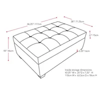 Corliving Antonio Upholstered Storage Ottoman