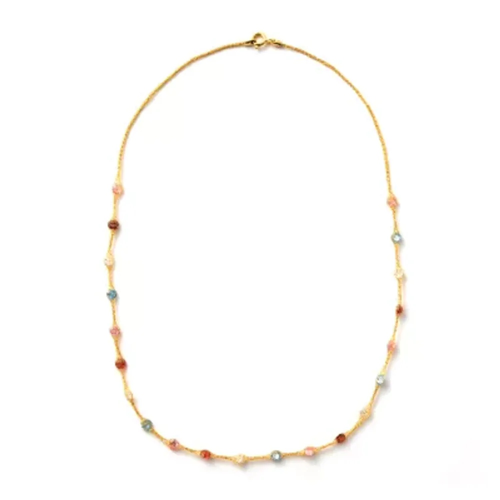 Made in Italy Womens Multi Color Cubic Zirconia 10K Gold 18 Inch Pendant Necklace