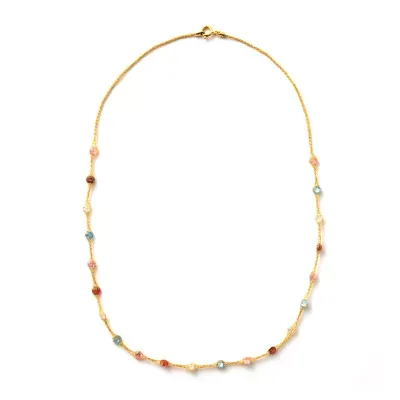 Made in Italy Womens Multi Color Cubic Zirconia 10K Gold 18 Inch Pendant Necklace