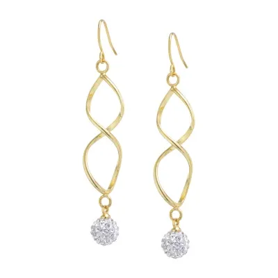 Sparkle Allure Twist Crystal 24K Gold Over Brass Drop Earrings