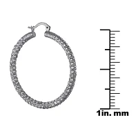 Sparkle Allure Crystal Pure Silver Over Brass 28.7mm Hoop Earrings