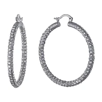 Sparkle Allure Crystal Pure Silver Over Brass 28.7mm Hoop Earrings