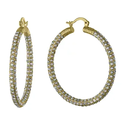 Sparkle Allure Crystal 24K Gold Over Brass Hoop Earrings