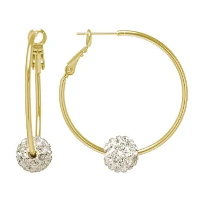 Sparkle Allure Crystal 24K Gold Over Brass Hoop Earrings