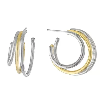 Silver Reflections 24K Gold Over Brass Hoop Earrings